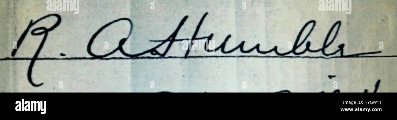 R. A. Humble signature Stock Photo