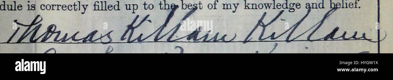 Rev Thomas Killam Killam signature Stock Photo
