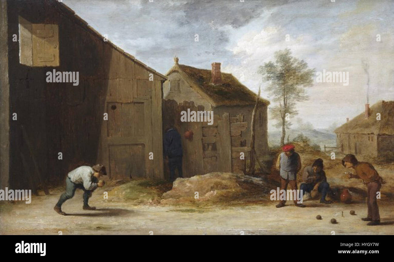 David Teniers the Younger   Farmers playing Skittles KM000398 Stock Photo