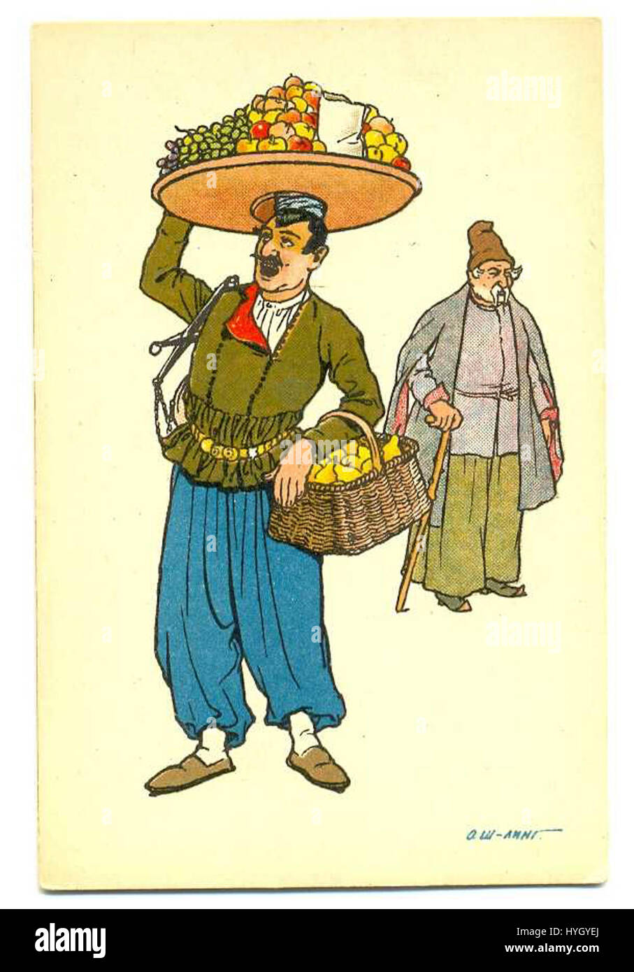 A vintage postcard from Tiflis (now Tbilisi), dated 1928, by Schmerling. The front side captures the unique visual essence of the city during the early 20th century, showcasing historical architecture and life in Tiflis during that period. Stock Photo