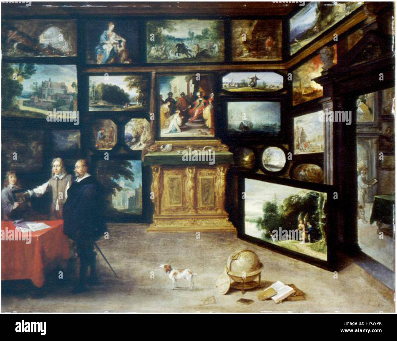 David Teniers (II)   The interior of a picture gallery Stock Photo