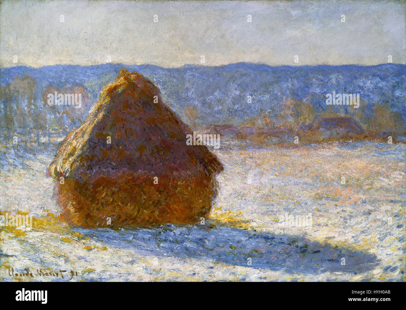 Monet grainstack in the morning snow effect 1891 W1280 Stock Photo - Alamy