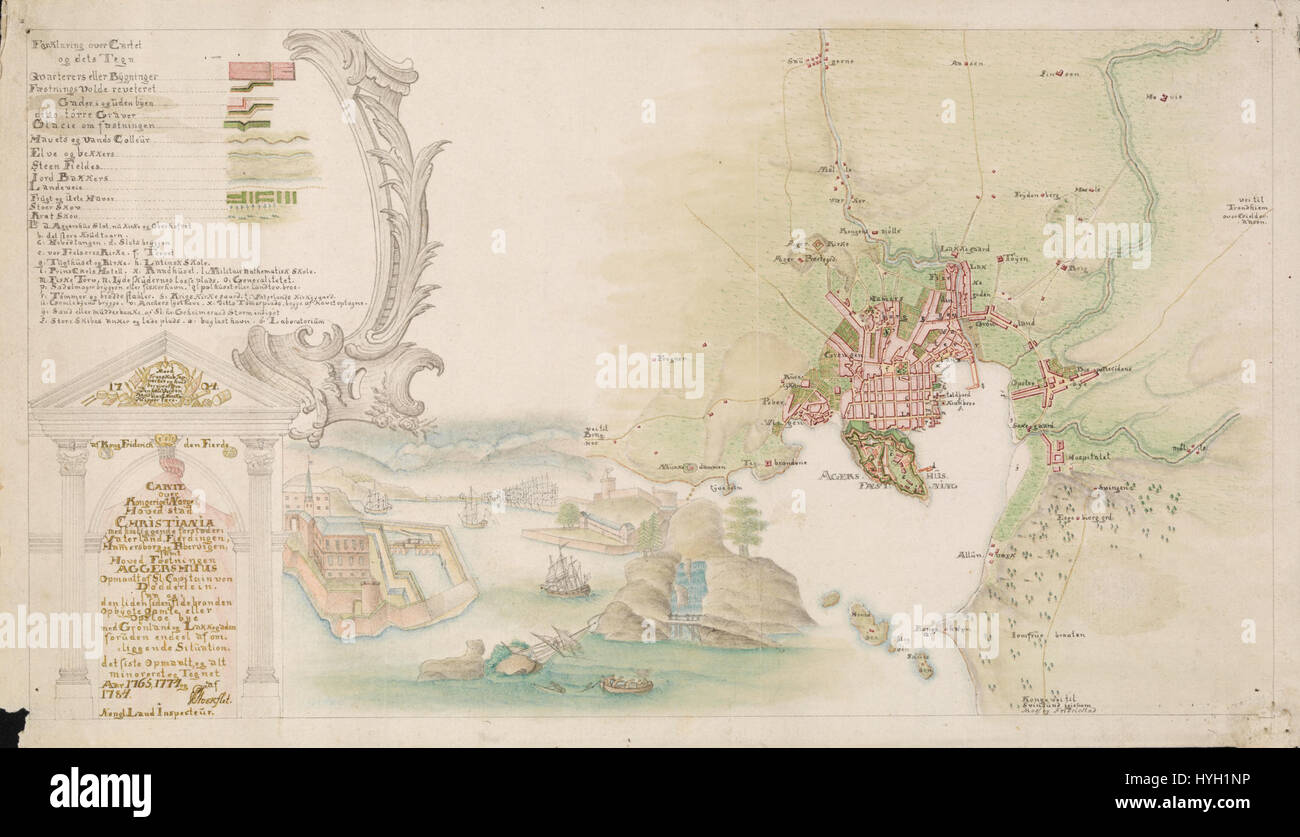 Carte over Kongeriget Norges Hovedstad Christiania med hosliggende no ...