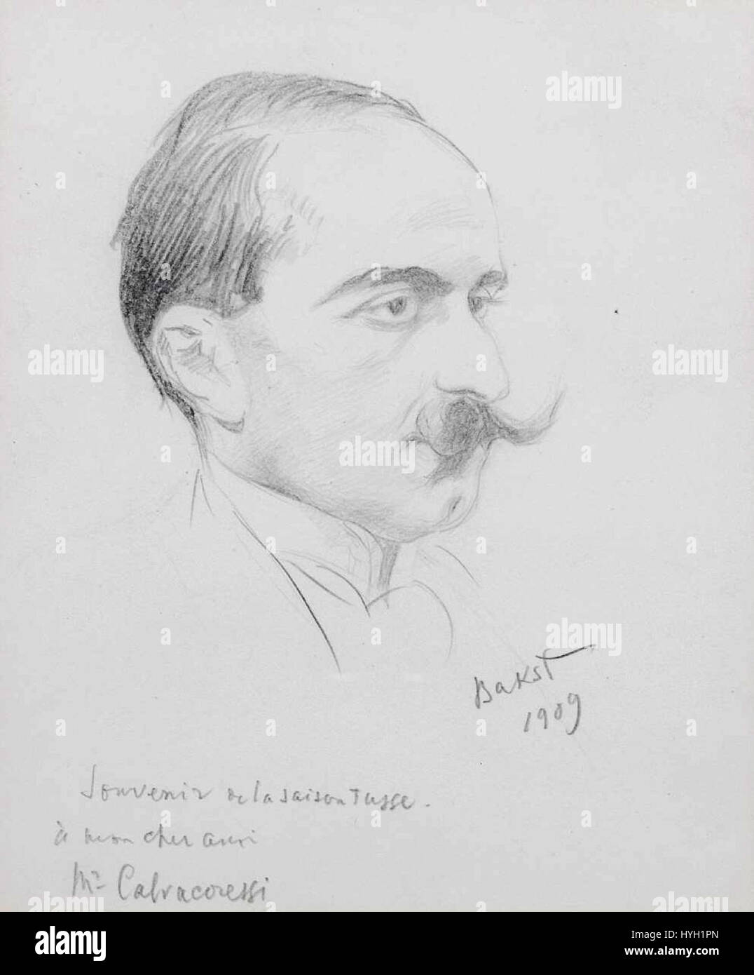 Michel Dimitri Calvocoressi (1877 1944) by Lev Samoilovich Bakst (Leon Bakst) (Russian, 1866 1924) Stock Photo