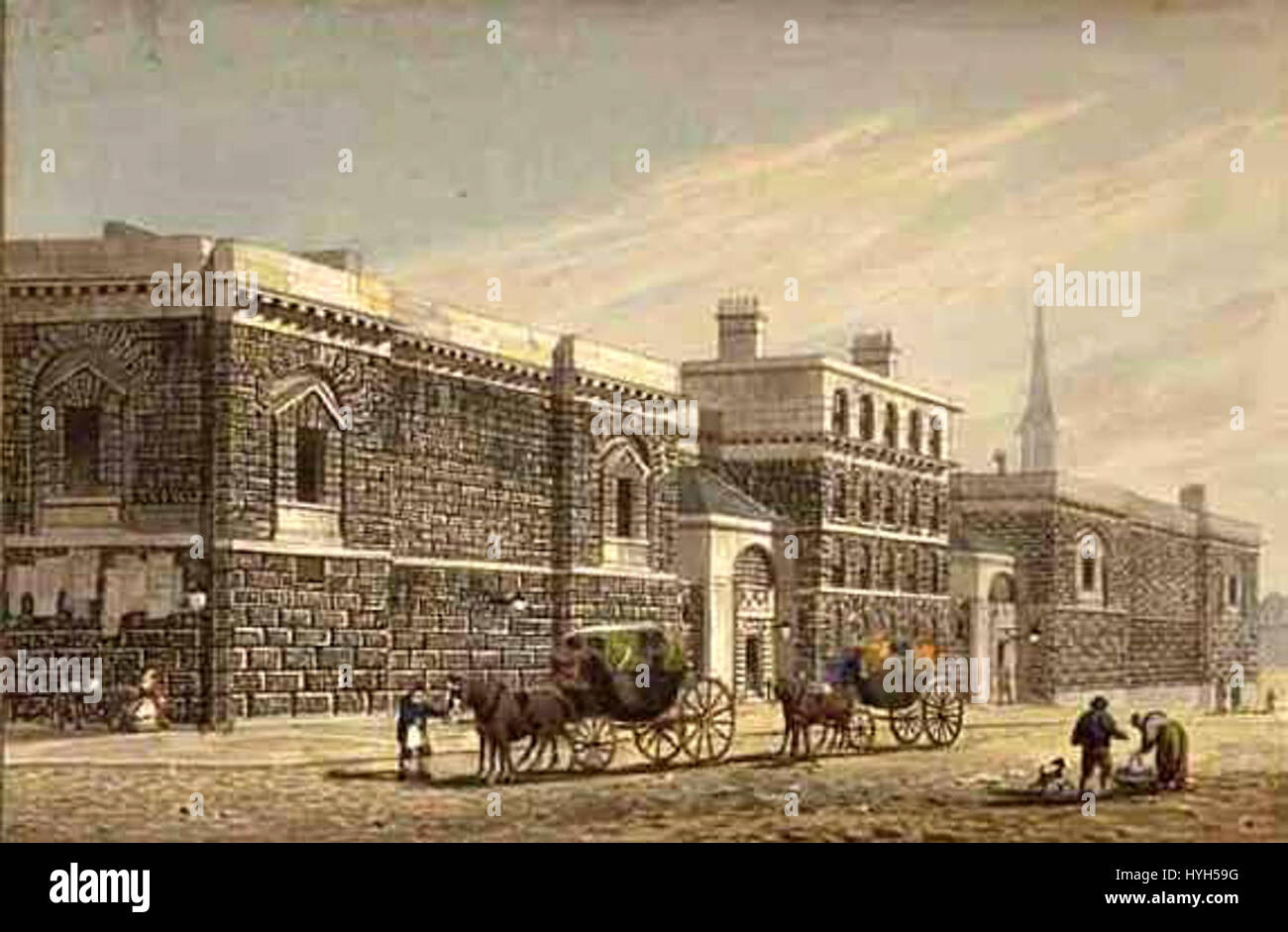Newgate West View of Newgate by George Shepherd 1784 1862 edited Stock Photo
