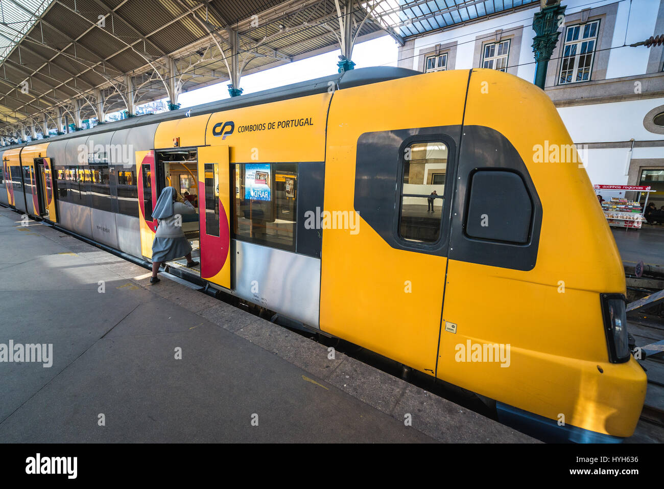 Comboios de Portugal company train on Sao Bento railway station in Porto  city on Iberian Peninsula, second largest city in Portugal Stock Photo -  Alamy