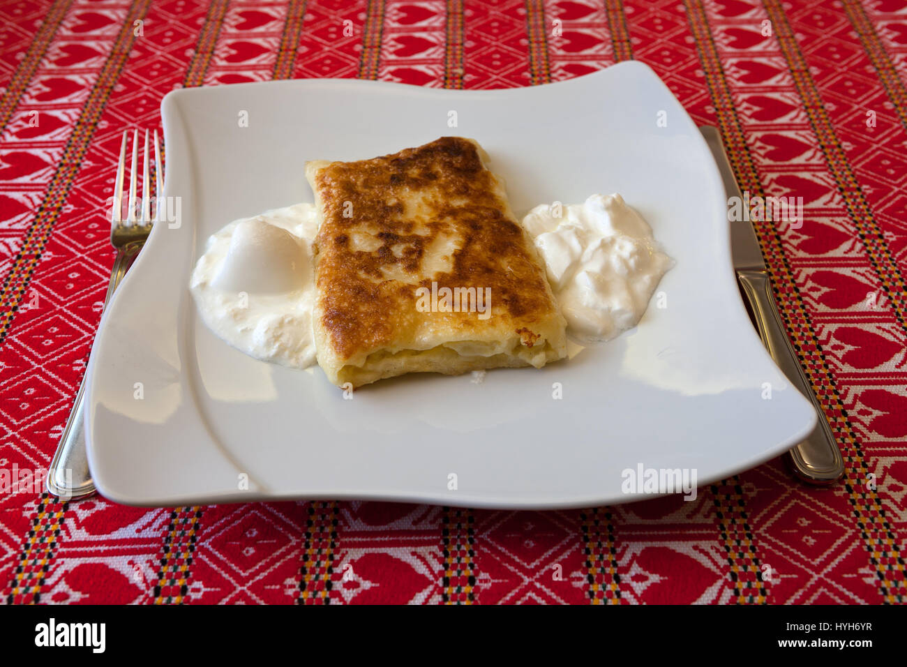 Strukle with cream - famous Croatian appetizer made with fresh cheese ...