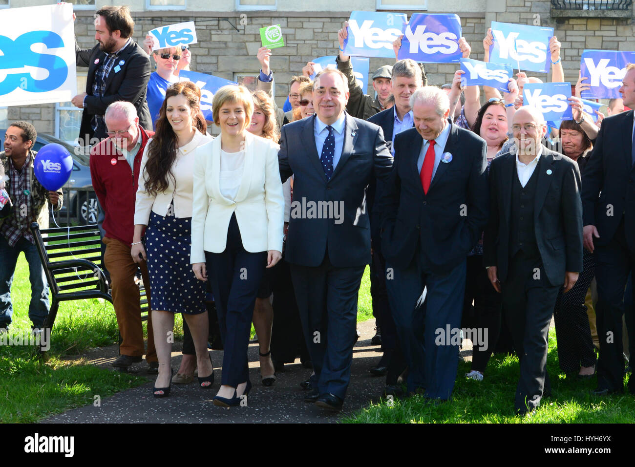 Alex Salmond and Nicola Sturgeon step out with Team Yes at an event in Edinburgh Stock Photo
