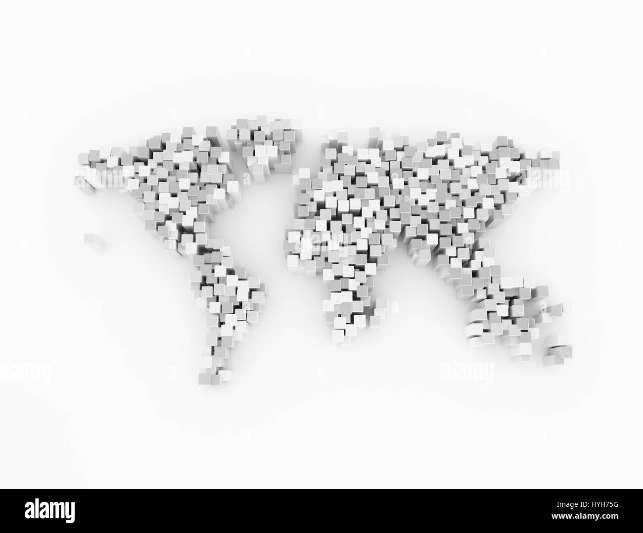 World map digital made from 3d cubes Stock Photo