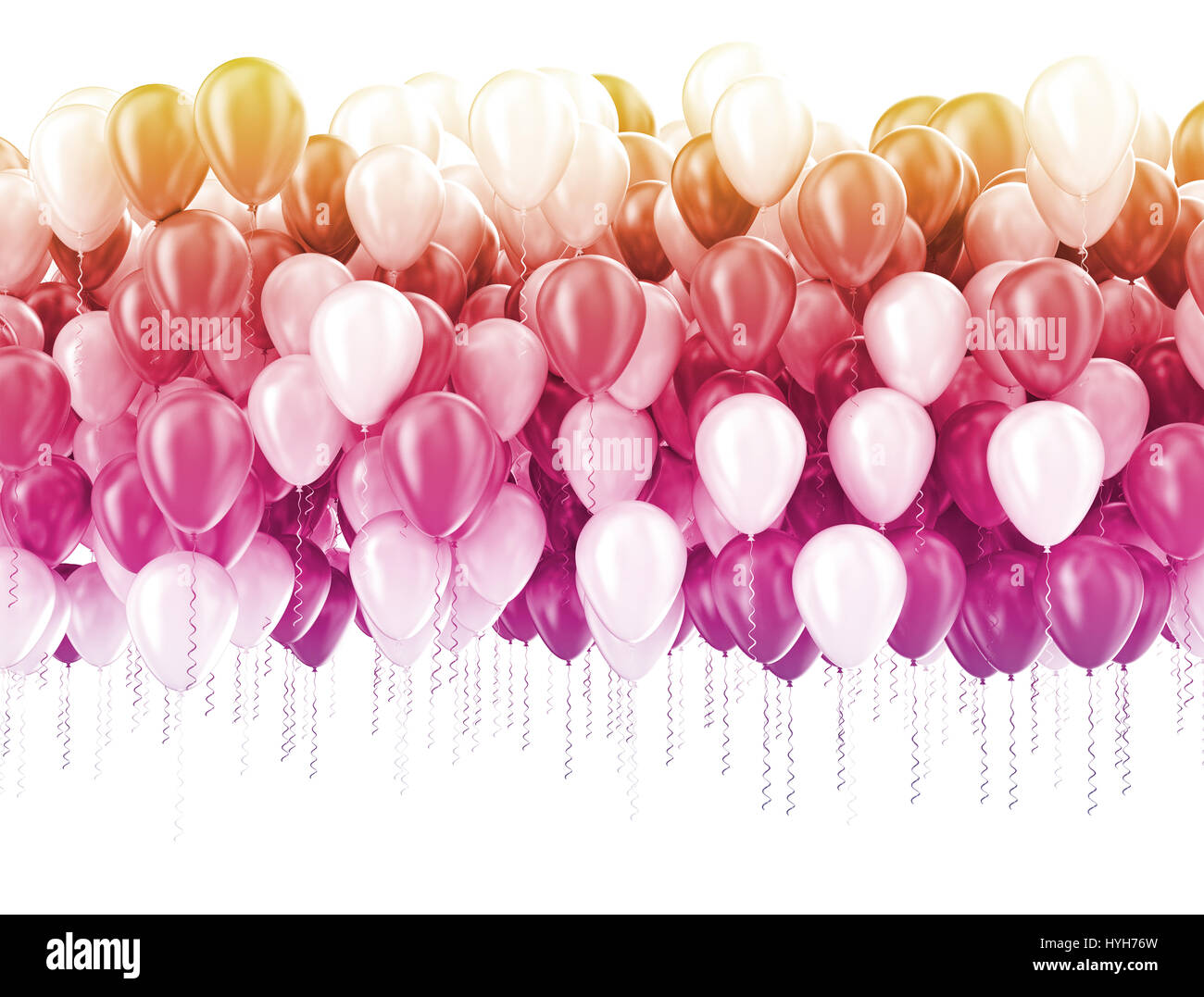 Birthday decorations with pastel balloons on white background Stock Photo -  Alamy