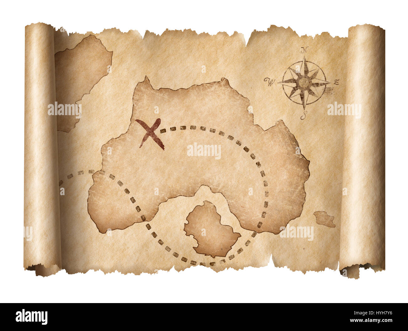 Old pirates treasure map scroll hi-res stock photography and