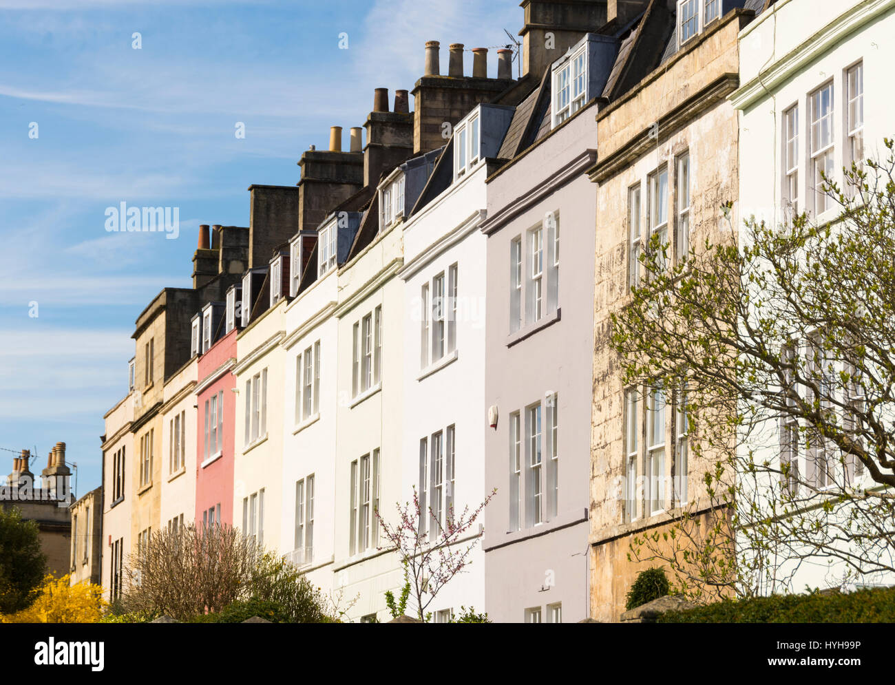 Colourful terraced housing in Larkhall, Bath Stock Photo Alamy