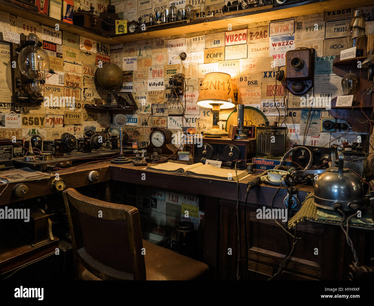 Radio ham office at Amberley Working Museum in West Sussex, England Stock Photo