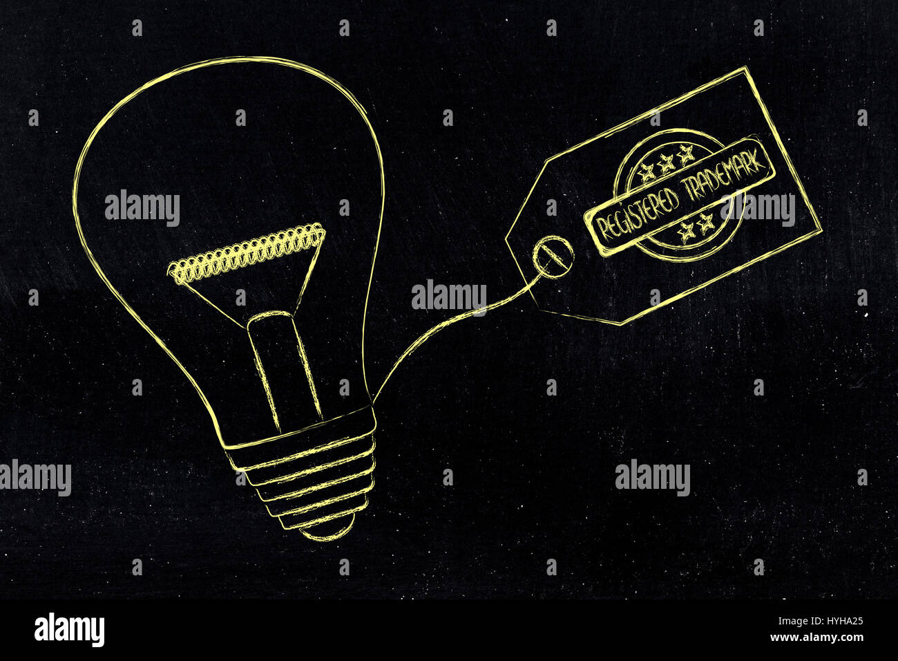 idea lightbulb with trademark tag, concept of intellectual property and inventiveness Stock Photo