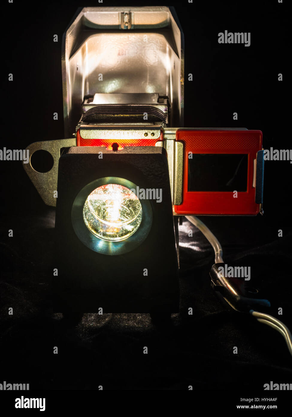 Lens of a retro slide projector Stock Photo