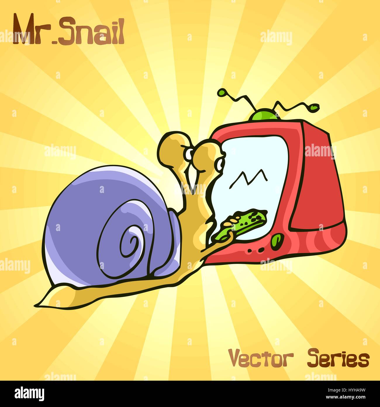 Mr. Snail with TV. vector illustration  Stock Vector