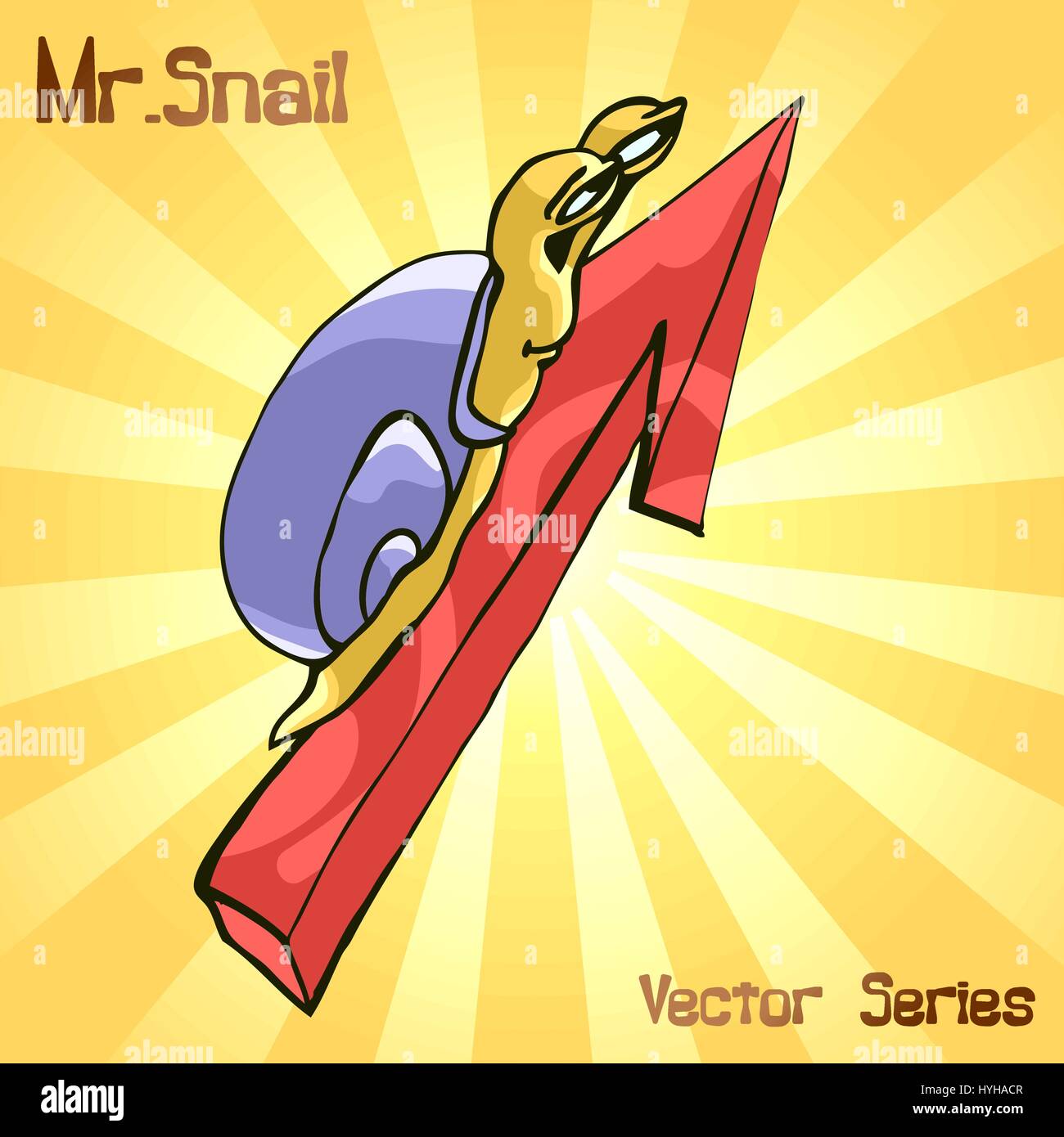 Mr. Snail with growth. vector illustration  Stock Vector