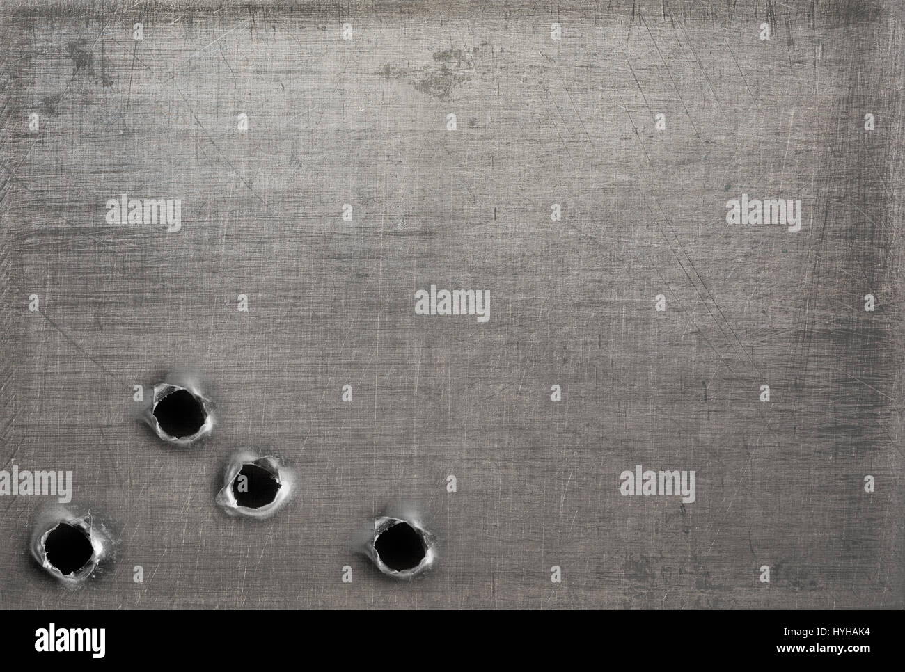 metal with bullet holes Stock Photo