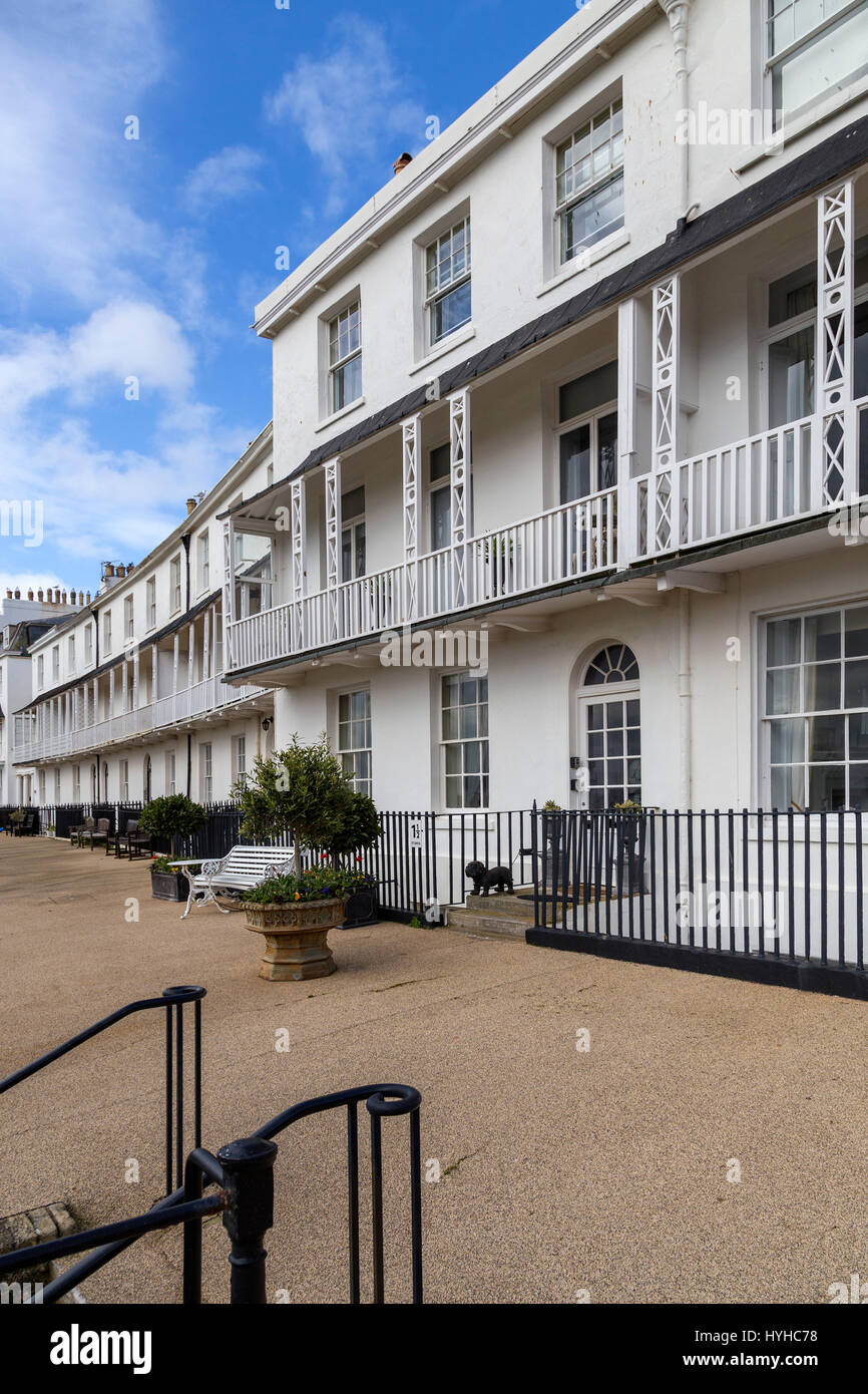 Fortfield terrace in Sidmouth,Devon, a historic row of houses beside