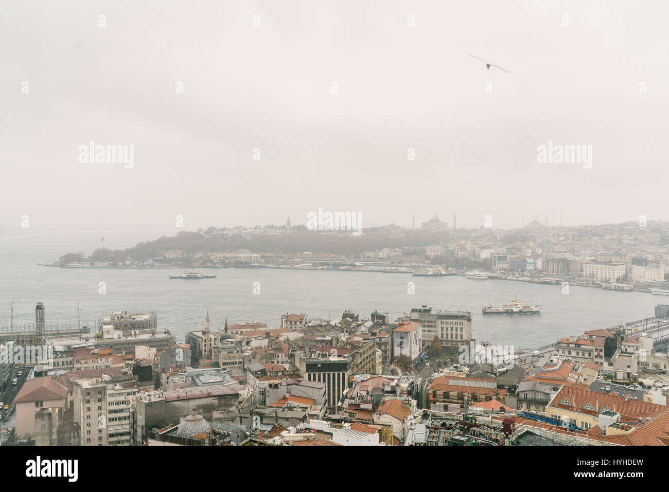 View of the harbor from Galata in Istanbul, Turkey Stock Photo