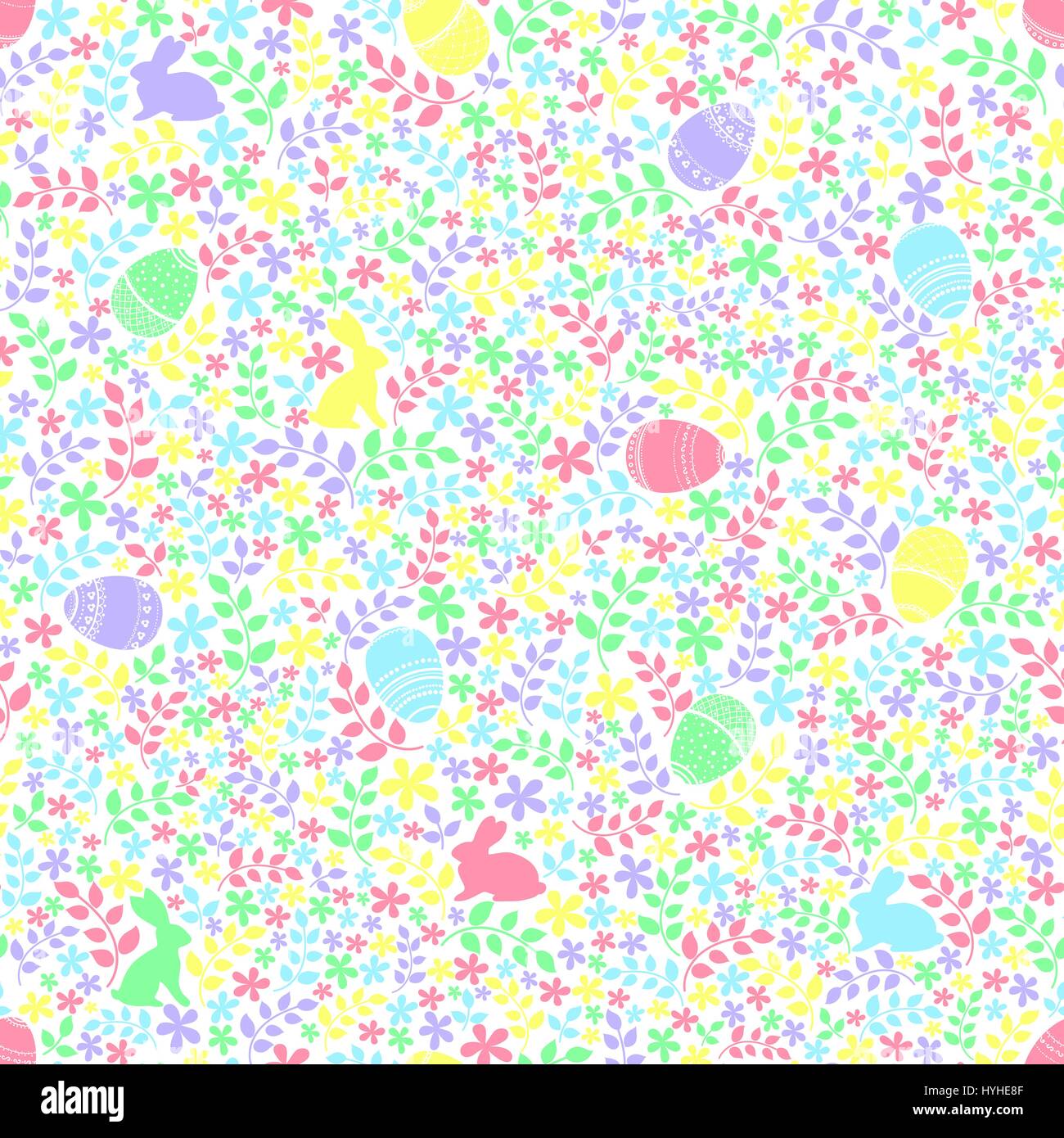 Easter vector seamless sweet cute pattern with decorated eggs and ...