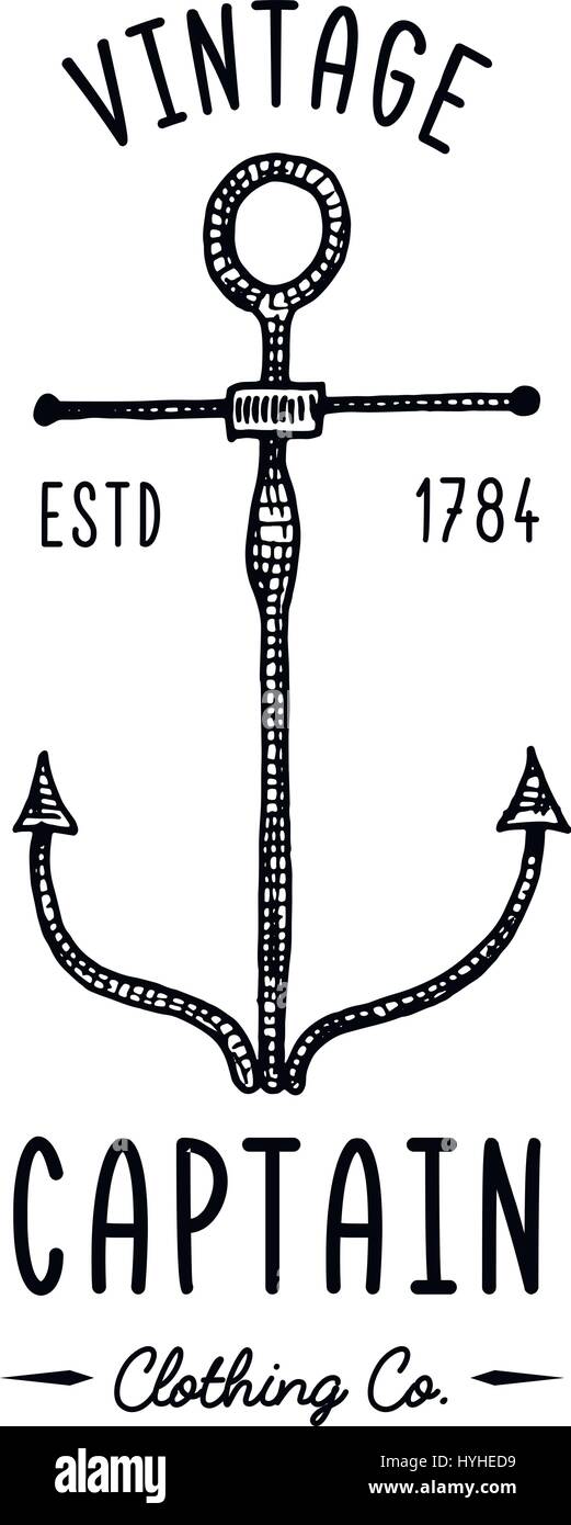 Anchor engraved vintage in old hand drawn or tattoo style, drawing for ...