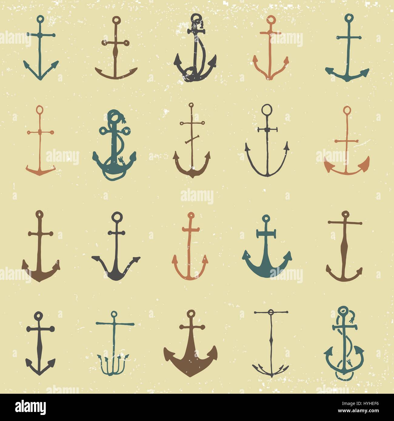 Anchor engraved vintage in old hand drawn or tattoo style, drawing for ...