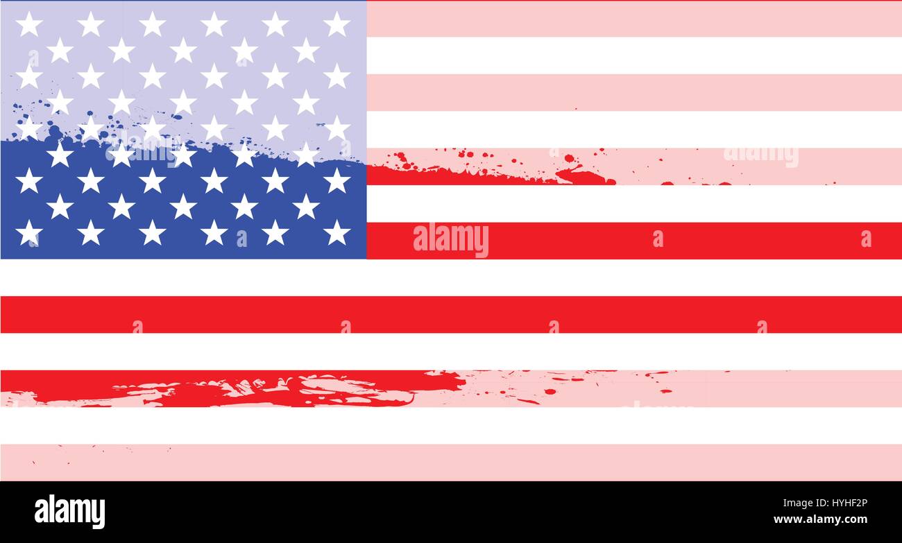 The United States of America flag behind a faded white splash Stock Vector