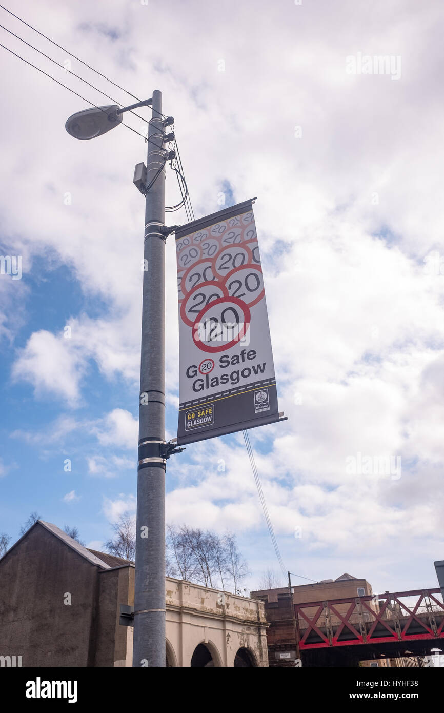 road safety sign in glasgow scotland Stock Photo Alamy