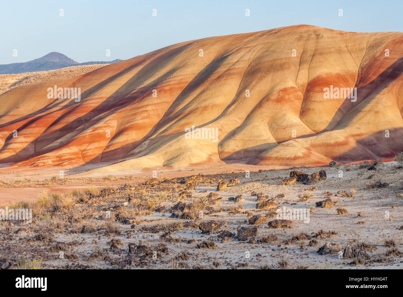Sunset detail of Painted Hills, John Day Fossil Beds National Monument, Oregon. Stock Photo