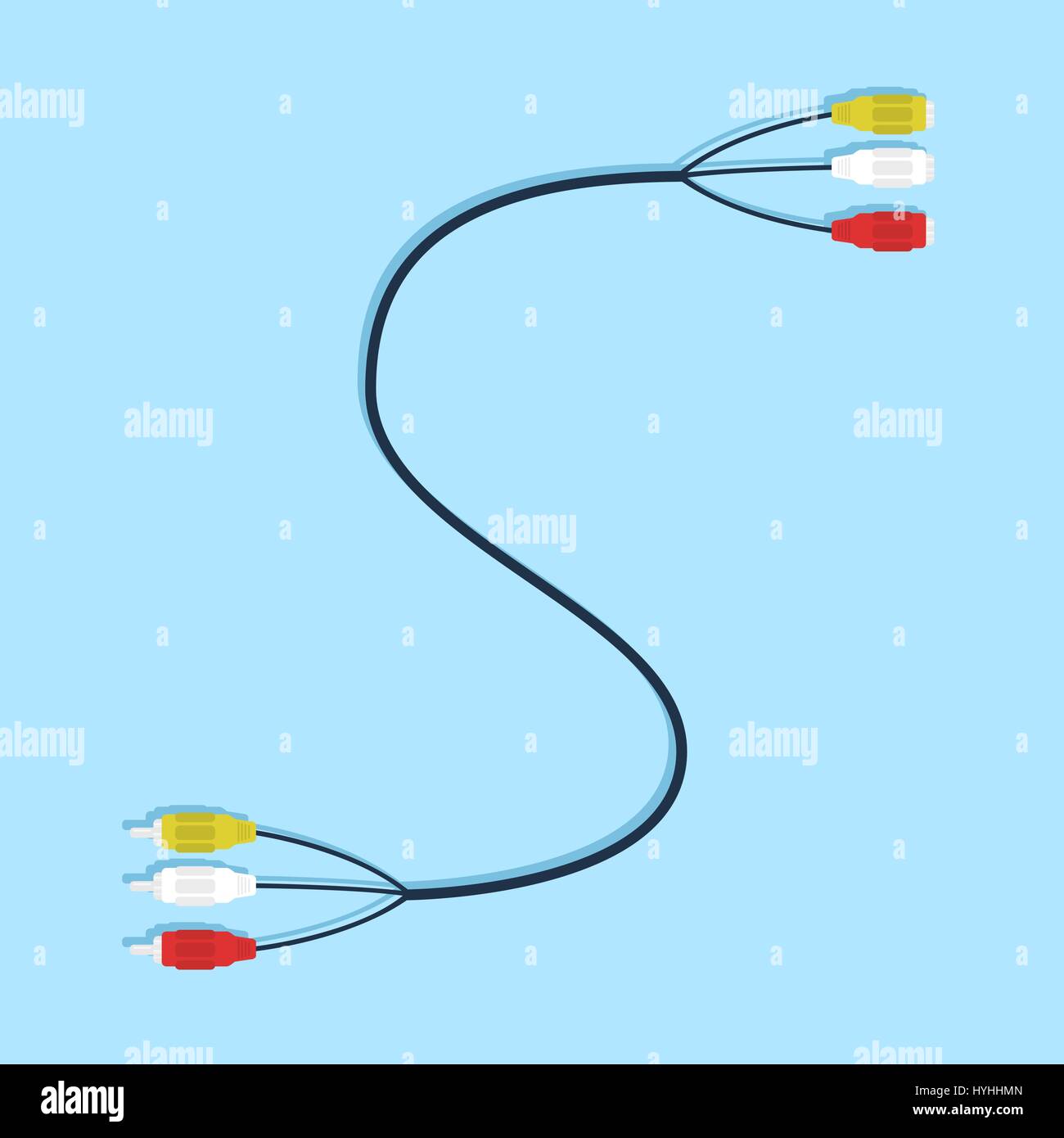 RCA connector. Cable with output and input. Stock Vector
