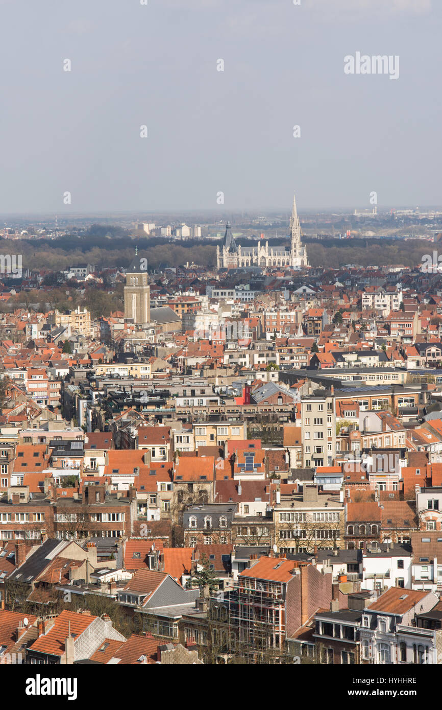 a panoramic view of Brussels from the roof of Sacre Coeur church Stock Photo