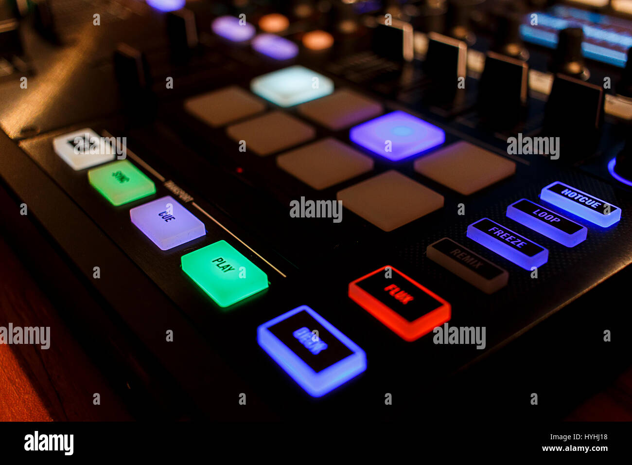 Abstract angle of a digital DJ MIDI controller Stock Photo