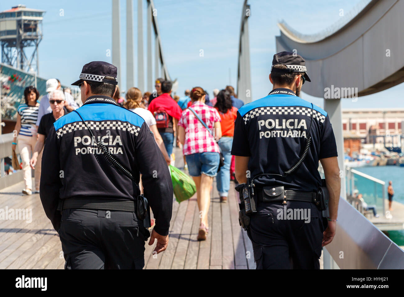 BARCELONA, SPAIN - CIRCA 2015: Policia Portuaria Spanish Port Police Stock Photo