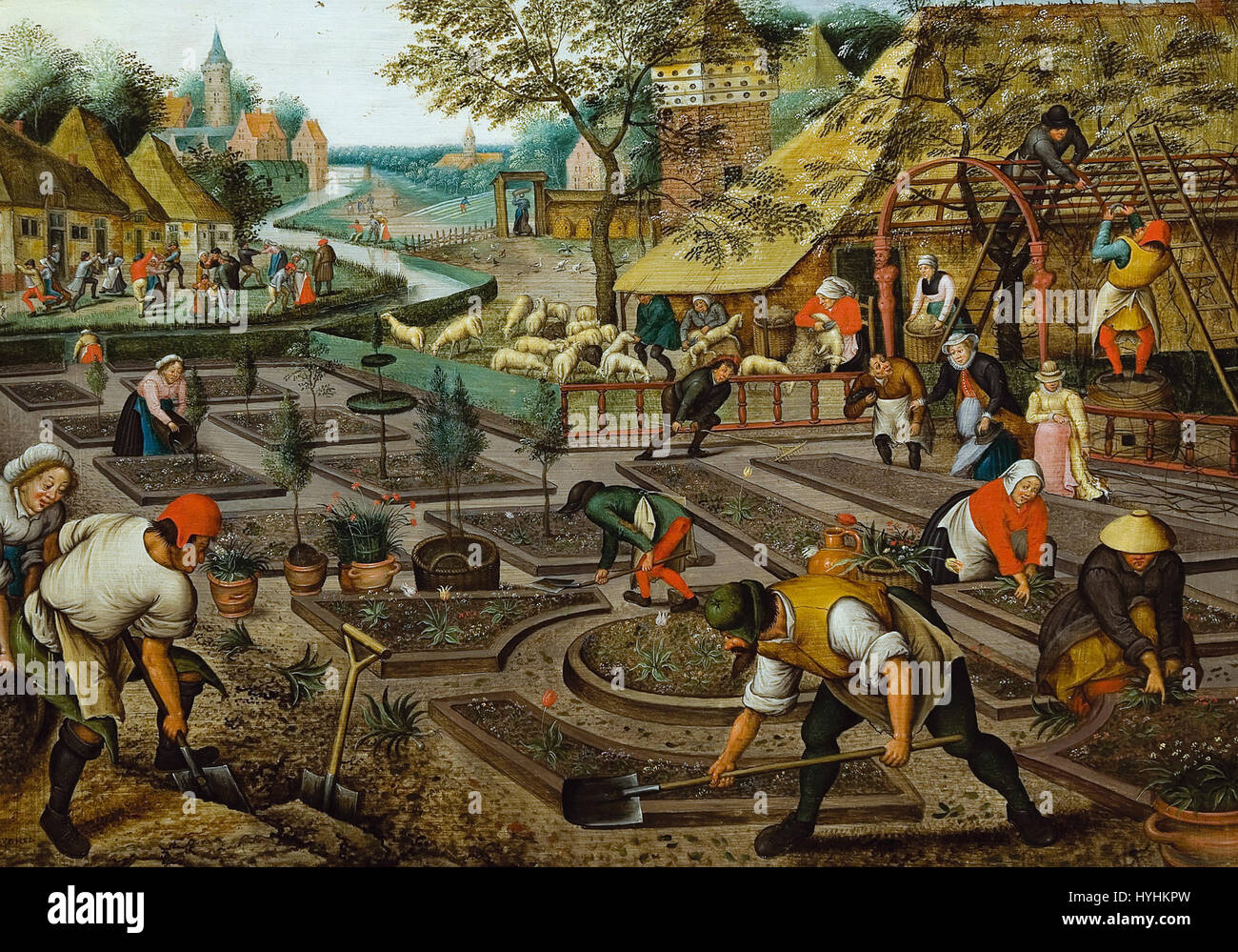 Pieter Brueghel (II)   The four seasons, spring (Bukarest) Stock Photo