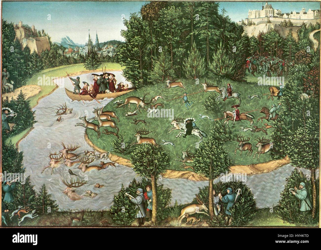 Hunting Renaissance Scene Lucas Cranach the Elder’s *Stag Hunt* is a detailed Renaissance ...