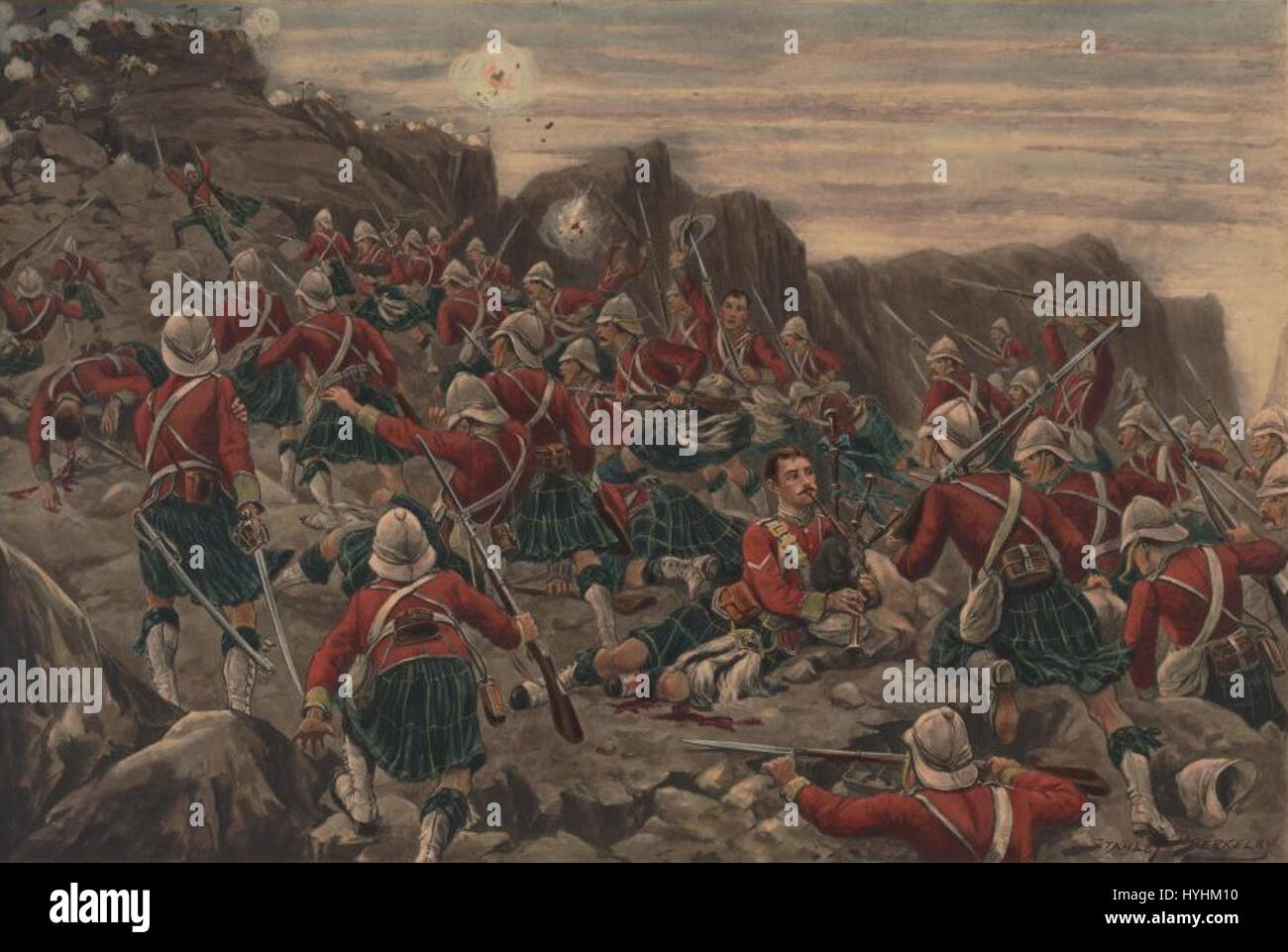 Charge of the Gordon Highlanders at Dargai 1897 Stock Photo