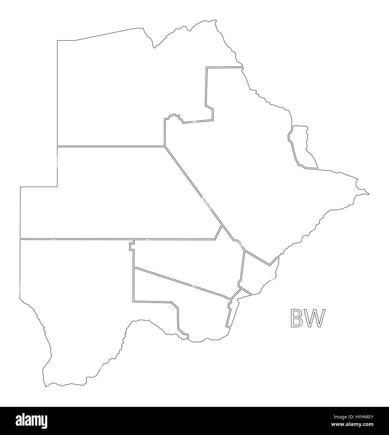 Map Of Botswana Showing Districts Botswana Outline Silhouette Map Illustration With Districts Stock Vector  Image & Art - Alamy