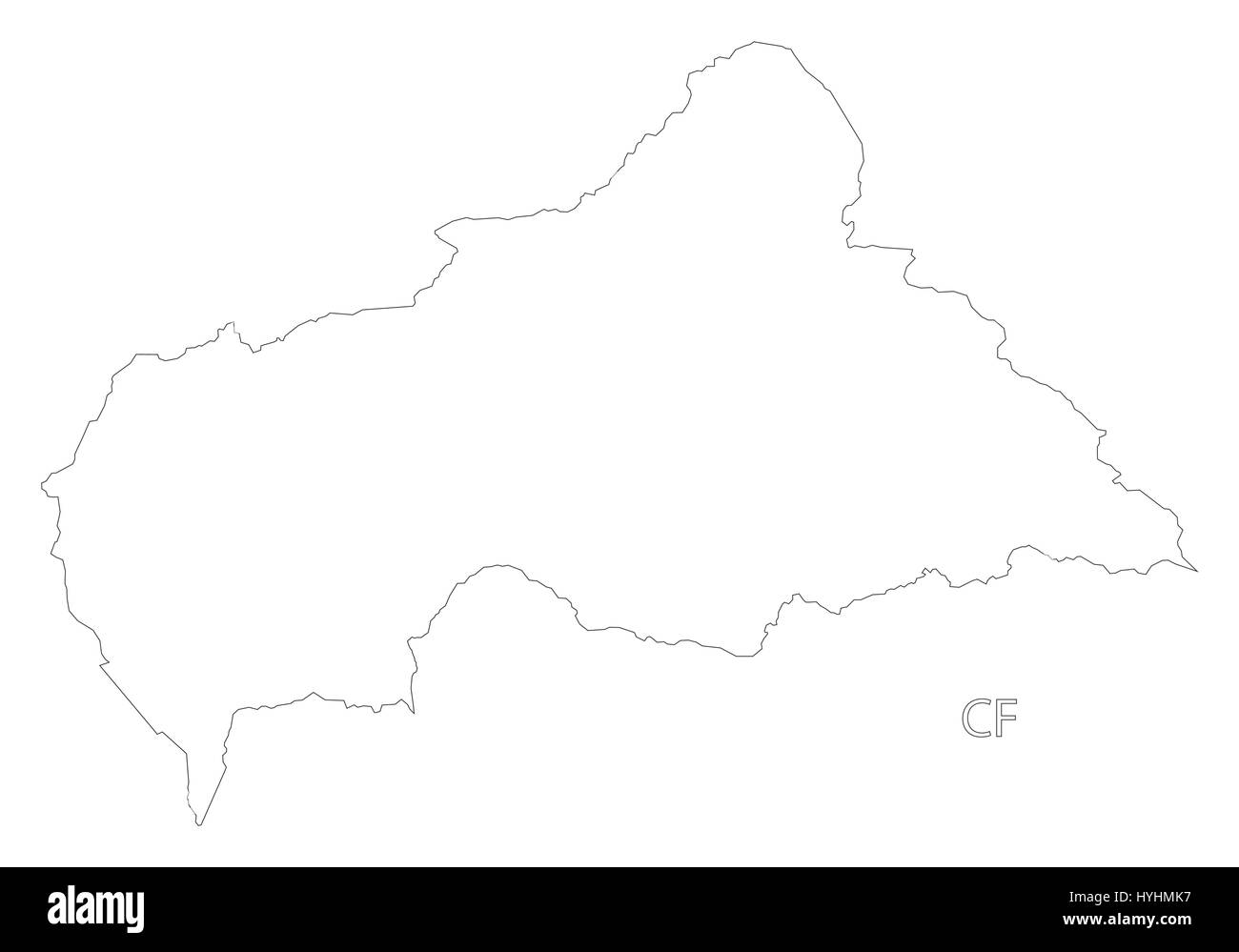 Central African Republic outline silhouette map illustration Stock ...