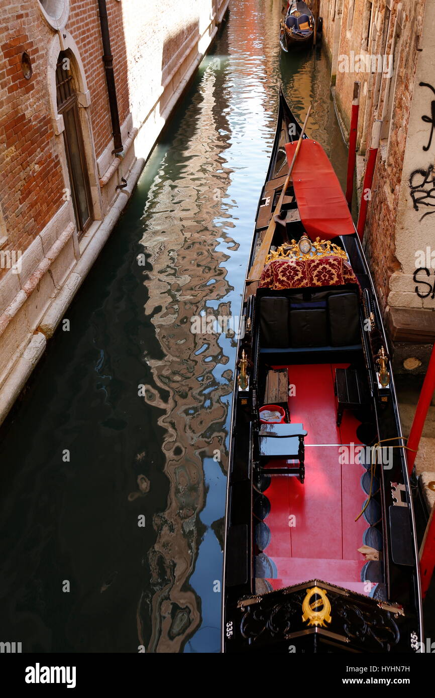 Gondola, Side Canal, Venice, Veneto, Italy,Europe Stock Photo