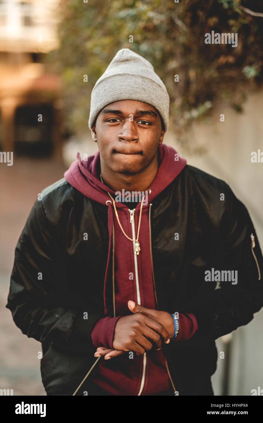Portrait of a young african american man looking at the camera Stock Photo