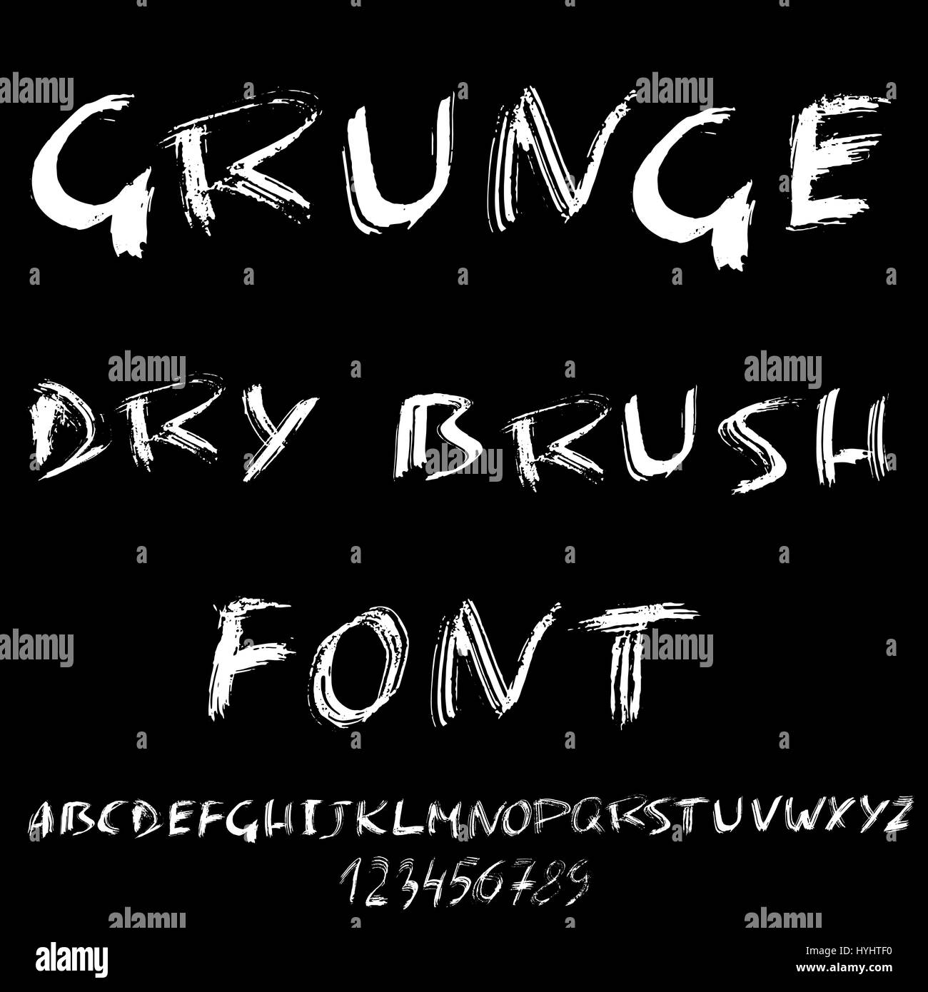 Hand drawn dry brush font. Modern brush lettering. Grunge style ...