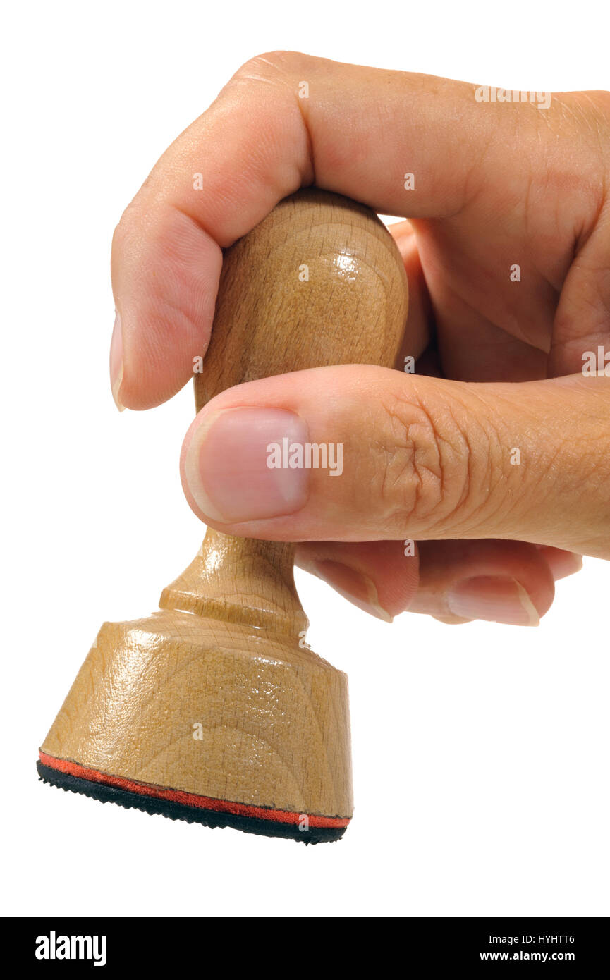 blank rubber stamp in hand ready for your text Stock Photo Alamy
