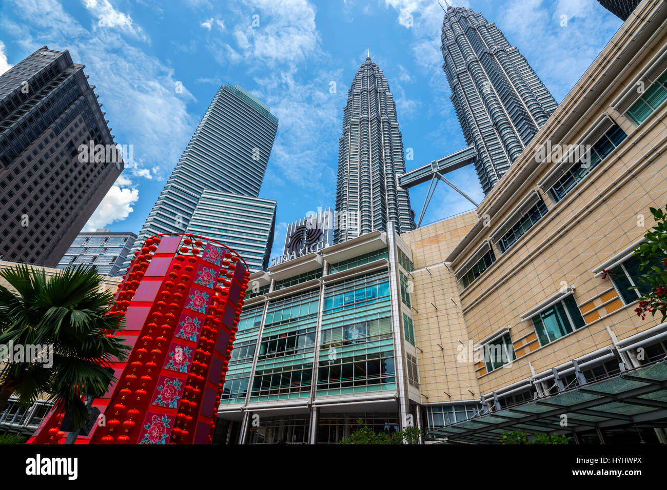 Petronas Twin Towers and Suria KLCC Shopping Mall, Kuala Lumpur, Malaysia Stock Photo