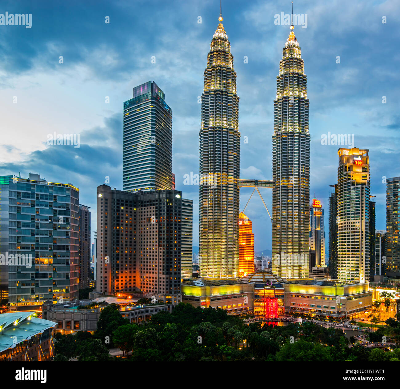 Kuala Lumpur Petronas Twin Towers and City Centre Overview, Malaysia Stock Photo