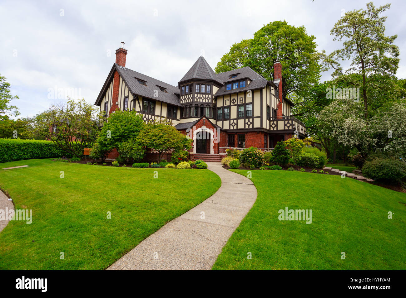 EUGENE, OR - MAY 13, 2015: Large sorority in a mansion on the University of Oregon campus in Eugene. Stock Photo