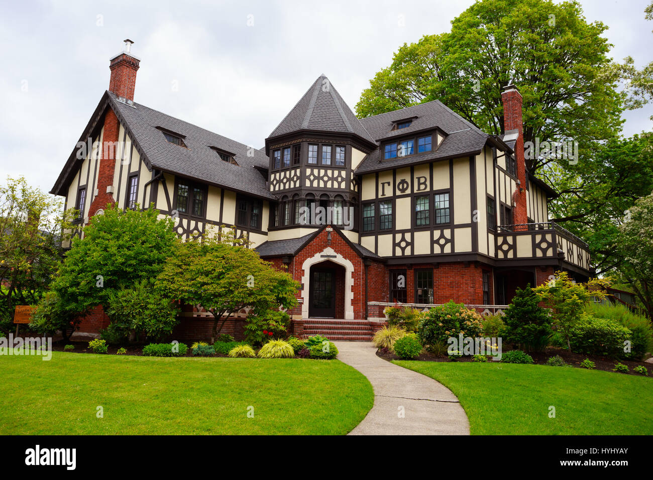 EUGENE, OR - MAY 13, 2015: Large sorority in a mansion on the University of Oregon campus in Eugene. Stock Photo