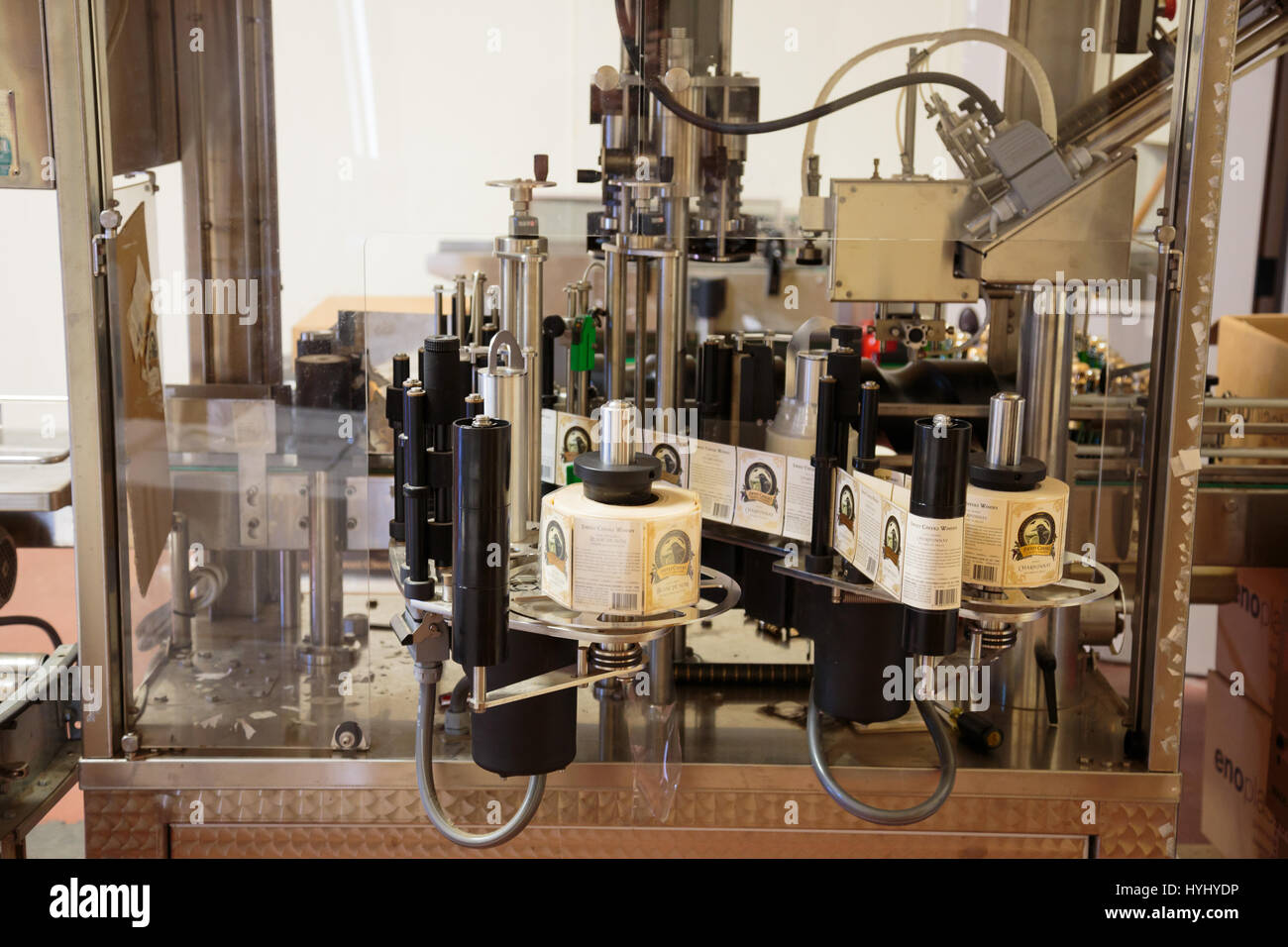 EUGENE, OR MAY 2, 2015 Barrel room detail of large wine barrels stacked together at Sweet