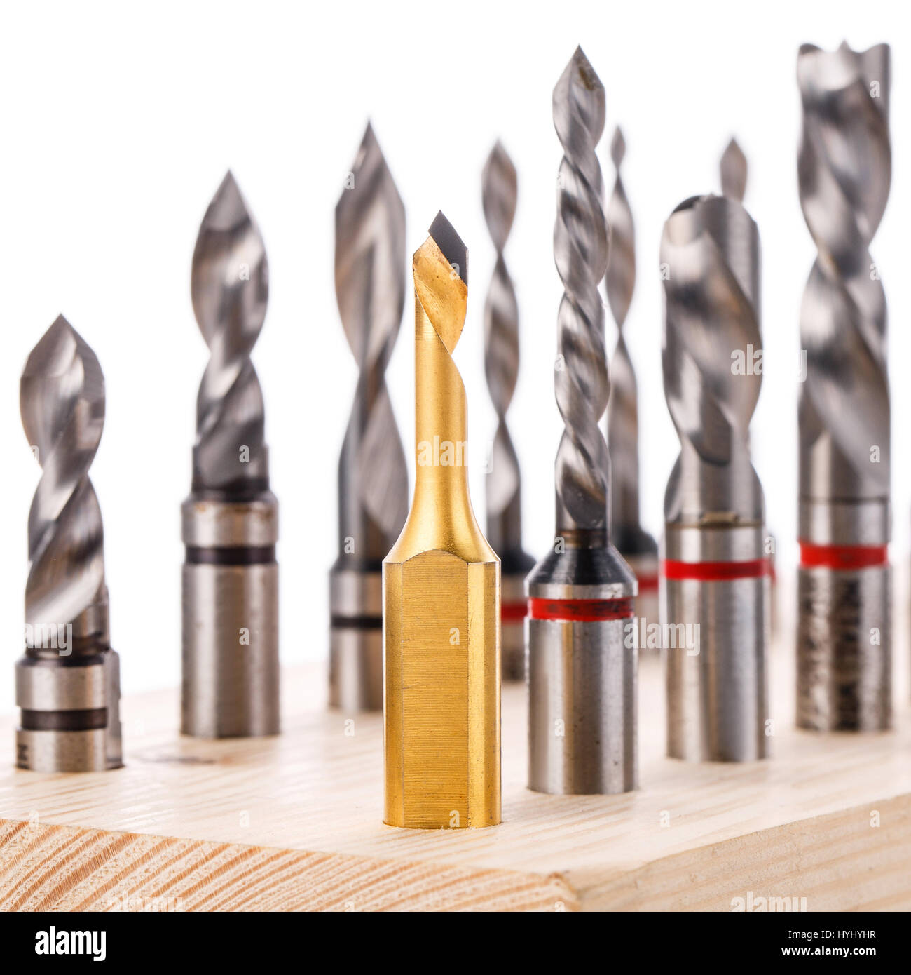 set of different drill bits for wood Stock Photo