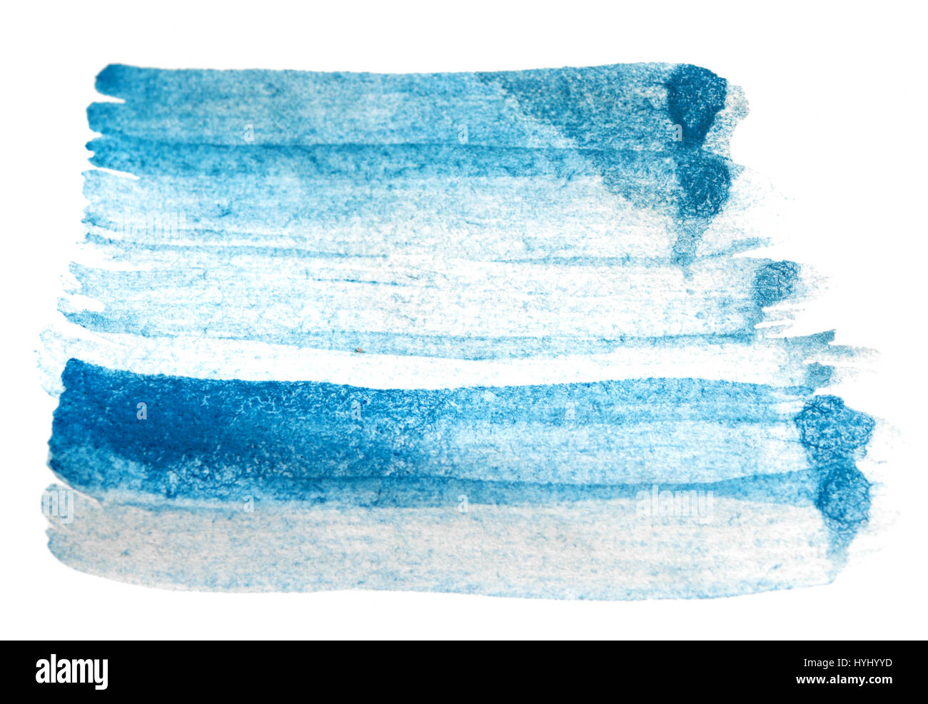 blue watercolor brush strokes isolated on white background Stock Photo ...